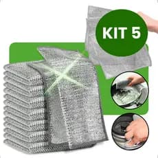 Kit 5 Pano de Limpeza Multiuso Metalico Cozinha Pia Fogão