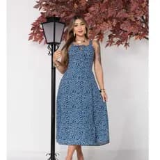 Vestido Mídi Romântico Estampado Floral com Alça e Elastex Cruzado Costa.