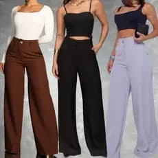 Calça Pantalona Wide Leg - Alfaiataria Premium Cintura Alta - Social Elegante Feminino - Tamanhos PP ao XG