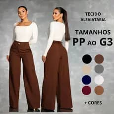 Calça Alfaiataria Pantalona Feminina  Premium COM BOLSO  Social Cintura Alta  Wide Leg Elegante Do PP ao G3 PlusSize