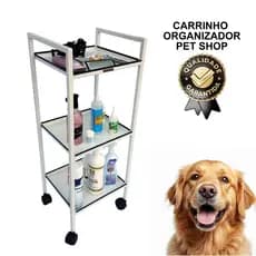 Carrinho Organizador Multiuso 3 Andares em Aço  com Rodinhas  -  Pet Shop, Casa, Escritório, Salão Beleza - Metal Pratic