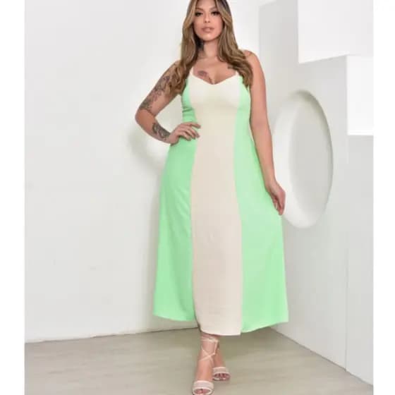 Vestido feminino Com Alça Elegante  Latex nas costa em tecido DUNA
