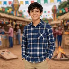 Camisa Quadriculada Flanelada Quentinha Infantil Menino Arraiá Festa Junina Xadrez Premium