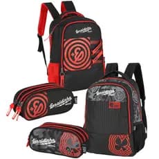 ORIGINAL ENALDINHO Kit Mochila Grande 18' com Estojo menino Costas Escolar Adolescente Teen Juvenil