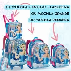 Mochila Escolar Infantil Menina Rodinha Costas Frio Congelante Princesa Creche Grande Elza