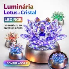 Luminária Com Flor de Lótus Cristal LED Espelhada Com Pilhas Feng Shui Oriental Presente
