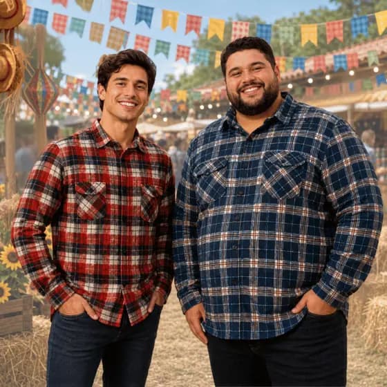 CAMISA FLANELADA PLUS SIZE XADREZ MASCULINA MANGA LONGA ADULTO INVERNO PREMIUM