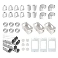 Kit Instalação Elétrica Aparente - sobrepor - industrial  3/4" Maxxbox  36 Peças com Placas 3 Teclas