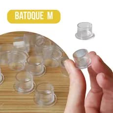 Batoque 100 un Tamanho M  Descartáveis Tatuagem Micropigmentação Plástico Transparente