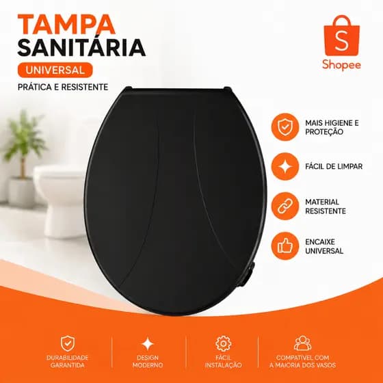 Assento Sanitário Tampa Vaso Redondo Oval Universal Design Clean Minimalista