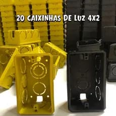 20 Caixas de Luz 4x2 Reforçadas Embutir P/ Tomada e Interruptor Elétrica Amarela Preta Energia Residencial