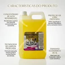 Detergente Automotivo Com  Cera JJ 5 Litros Shampoo Para Carros Brilho E Limpeza Pesada Profissional