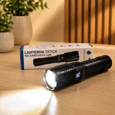 Lanterna Tática Led Com Foco E Sos Recarregável Luz Forte Alto Brilho Pesca Camping Recarrega Usb