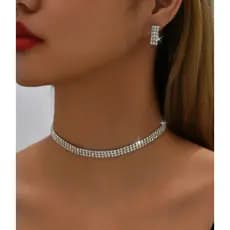 Nova Cristal Gargantilhas Colar com brinco Chocker para As Mulheres de Prata Fina de Ano Novo