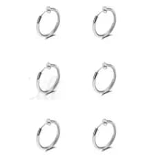 Kit 12 Peças Brinco de pressão prata masculino feminino argola em aço inox muito fácil de usar