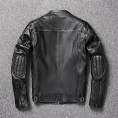 Nova camisa de couro masculina para motoqueiros de alta gola