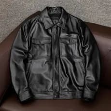 Nova jaqueta de couro realmente boa masculina oferta especial lapela curto couro grão jaqueta mais algodão plus Size jaq