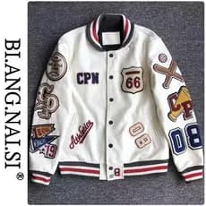 Casaco bordado desenho animado masculino uniforme de beisebol solto roupas casuais de rua