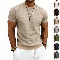 American Summer Sportsman Sports Old Money Style Simples Casual Gola Redonda Texturizada Camiseta de Manga Curta