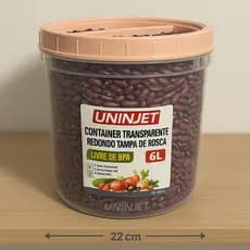 Pote Unijet 6L com Tampa Rosca – Transparente, Hermético, Ideal para Grãos e Mantimentos