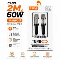 Cabo tipo c Tipo C 2M 60W Turbo A'Gold Pro Tipo C Para Tipo C Carregamento Rápido Power Reforçado