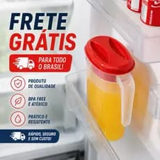 Jarra 2,3L com Tampa Porta Suco Água Refrigerante Plástico Resistente Geladeira Cozinha