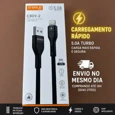 Cabo Lightning iPhone 5.0A Turbo αGold Pro CB09-2 Reforçado Carregamento Rápido Original