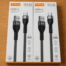 Kit 2 Cabos USB Tipo C 5.0A Turbo Carregamento Rápido Android Reforçado Original Agold