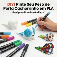 Para Pintar e Personalizar - Peso de Porta Cachorrinho 3D  (Material PLA)