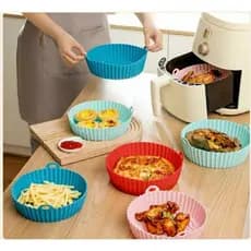 Forma Air Fryer Silicone Reutiliz á vel Antiaderente Redonda Forma De Silicone  BBG-10634