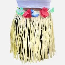 Saia Havaiana De Palha Com Flores 40 cm- curta