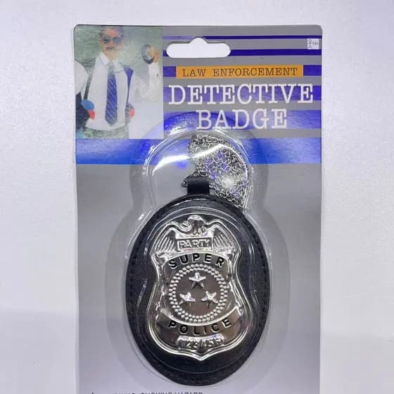 Distintivo Policial Luxo Com Corrente Para Fantasia