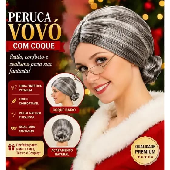 Peruca Vovó Velha Idosa Para Fantasia