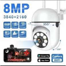 Câmera de segurança A7 wifi ar livre vigilância 8MP sem fio 4x zoom parede