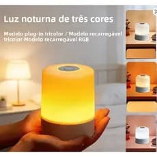 Luminaria De Cabeceira Luz Noturna LED Regulável Recarregável 3 Modos
