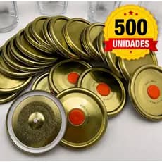 500 unidades TAMPAS METALICAS 67MM PARA PUDIM NO COPO AMERICANO  sistema abre fácil, vedação a vapor