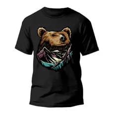 Camiseta Premium Algodão Estampada Especial Urso Montanhas REF1061
