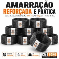Kit 10kg Arame Recozido Indústrias Top BWG 12 Amarração Reforçada e Prática