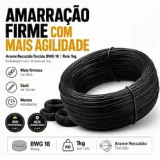 Kit 10kg Amarração Firme e Prática Arame Recozido Torcido BWG 18 10 Rolos de 1kg