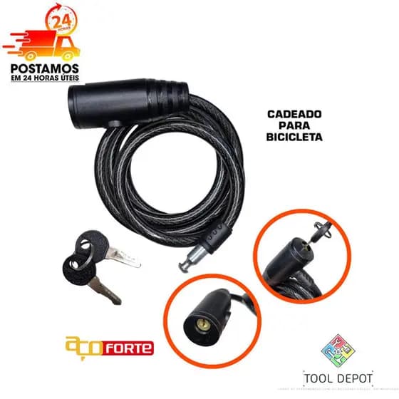 Cadeado de para bicicleta- capacete - moto 80cm x 10mm com cabo de aço reforçado