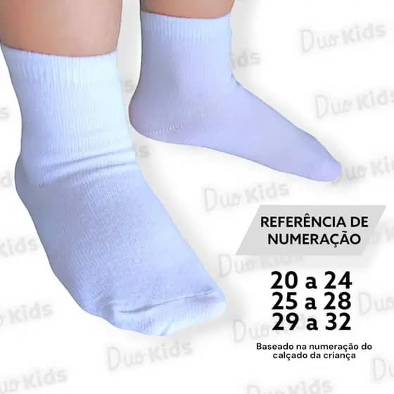 Kit 3 pares Meia Infantil Branca/Preta