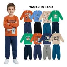 Kit 4 peças de Roupa Infantil Inverno- 2 Blusas +2 Calças - 2 Conjuntos de Moletom