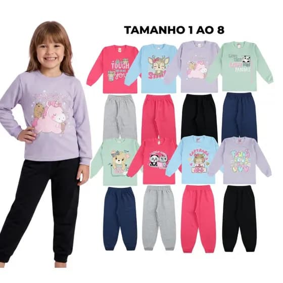Kit 4 Peças de Roupa Infantil Inverno 2 blusas + 2 calças - 2 conjuntos de Moletom
