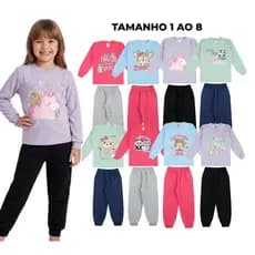 Kit 4 Peças de Roupa Infantil Inverno 2 blusas + 2 calças - 2 conjuntos de Moletom