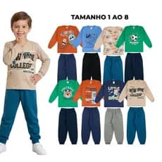 Kit 6 Peças de Roupa Infantil Inverno - 3 blusas + 3 calças 3 Conjuntos Moletom