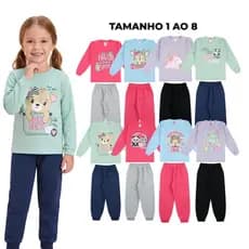 Kit 6 Peças de Roupa Infantil Inverno - 3 blusas + 3 calças - 3 conjuntos de moletom Menina