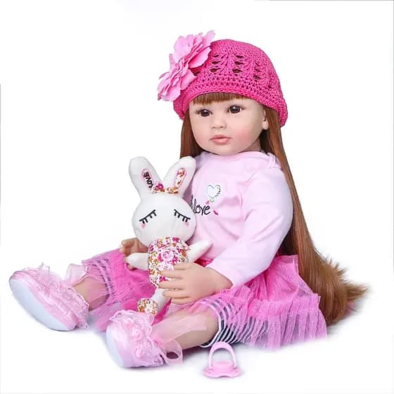 Boneca Bebe Reborn Menina Silicone 60cm Bianca- Envio Rápido  Promoção