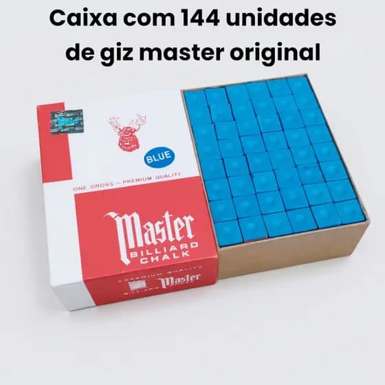 Giz Master Original 144 Unidades Giz Para Bilhar Sinuca Tacos De Sinuca