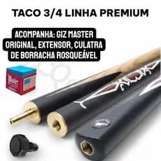 Taco de sinuca 3/4 linha premium + giz master + extensor + culatra rosqueada  proteção
