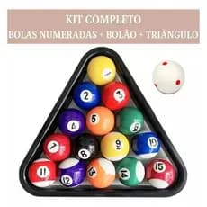 Bola De Sinuca Bilhar 57mm + Bolão + triângulo Jogo Completo